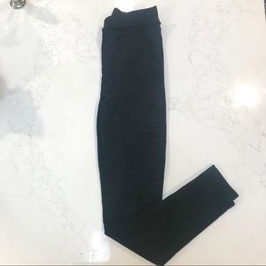 Black Suede Moto Leggings